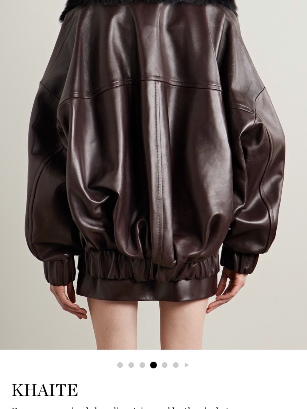 KHAITE Daemon Dark Brown Leather Bomber Jacket with Black Fur Collar NWT XS - Picture 3 of 9